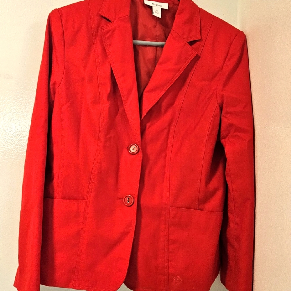 Dressesbarn elegant red women's blazer in size 10